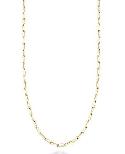 Miabella Italian Solid 925 Sterling Silver, 18Kt Gold Plated 2mm Paperclip Link Chain Necklace for Women, Made in Italy - size: Length 24 Inches, style: yellow-gold-plated-silver