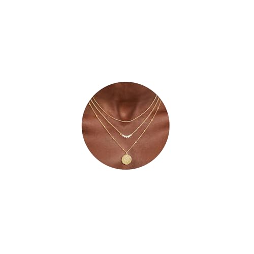 CHESKY Gold Layered Necklaces Set, 14K Gold Plated Paperclip Chain Stack | 3 Pcs Dainty Layering Necklaces, Gold CZ Pendant Necklace Trendy Jewelry Gift for Women Daily Wear - style: CZ-bar-box