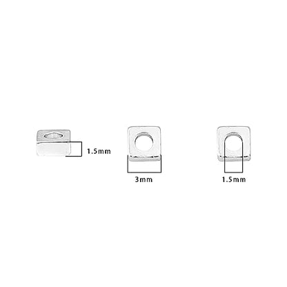 Silver Plated Square Spacer Beads 3x1.5mm 50pcs for Jewelry Making Findings Non Tarnish - color: Silver, size: 3x1.5mm Square