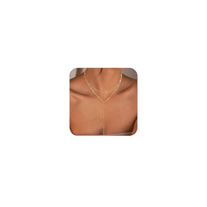 VIROMY Gold Long Y Necklaces for Women Trendy - Dainty Lariat Chain Drop Pendant Necklace for Women Gold Statement Jewelry - color: Y Necklace 10