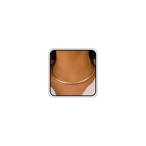 Chunky Gold Choker Necklaces for Woman Fashion Thick Statement Collar Necklace Adjustable Trendy Large Circle Hoop Jewelry Rock Prom Accessories - color: Gold