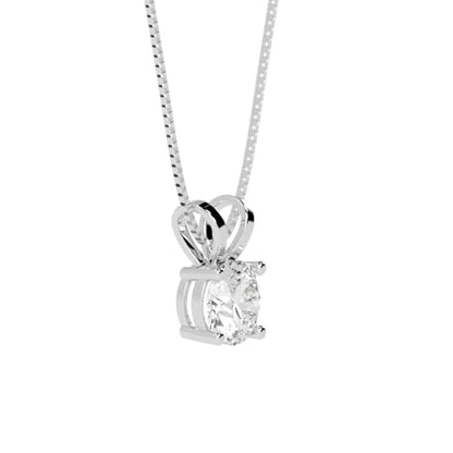 0.5 to 10 Carat 14K White Gold Lab Grown Diamond Solitaire Pendant Necklace, Round Cut Solitaire, 4-Prong Setting, Jewelry for Women (E-F, VS) - color: 14K White Gold, size: 1.5 Carats
