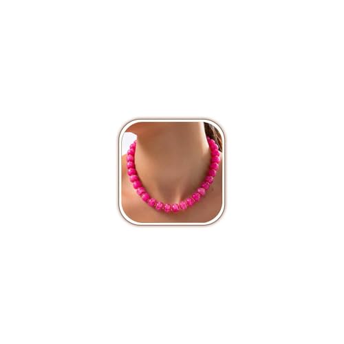Chunky Beaded Necklace for Women, Colorful Trendy Statement Summer Jewelry Gift - color: necklace-31