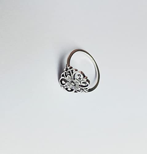 Floral Filigree Flower wide Handmade 925 Sterling Silver Finish Wide Band Ring For Women Christmas Gifts