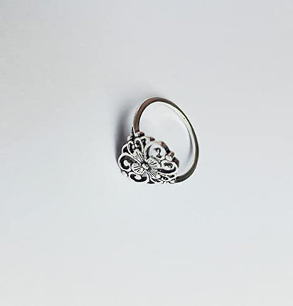 Floral Filigree Flower wide Handmade 925 Sterling Silver Finish Wide Band Ring For Women Christmas Gifts