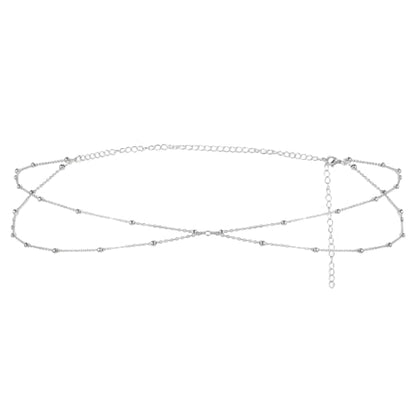 Waist Chain, Layered Silver Belly Chain with Satellite Beads Adjustable Silver Body Chains for Women Waterproof Belly Necklace for Summer Beach Jewelry Gifts for Women