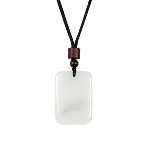 Natural Jade Pendant Necklace, Handmade Stone Jewelry for Women Men | Natural jade stone pendant with smooth polished finish, handmade design, adjustable cord necklace, unisex gift jewelry. - color: Tianshan Emerald