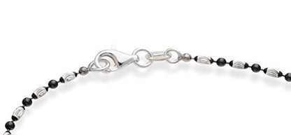 Miabella Italian 925 Sterling Silver Anklet for Women | Bead Ankle Bracelet | Bead Ankle Bracelet, Diamond-Cut, Fine Jewelry, Made in Italy - color: black-rhodium-silver, size: Length 11 Inches (Large)