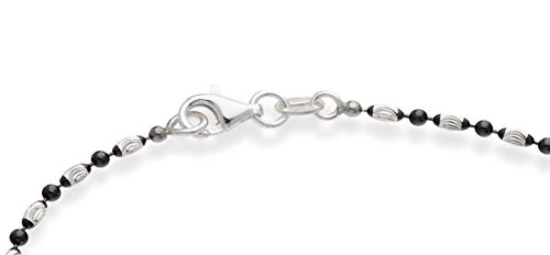 Miabella Italian 925 Sterling Silver Anklet for Women | Bead Ankle Bracelet | Bead Ankle Bracelet, Diamond-Cut, Fine Jewelry, Made in Italy - color: black-rhodium-silver, size: Length 9 Inches (Small)