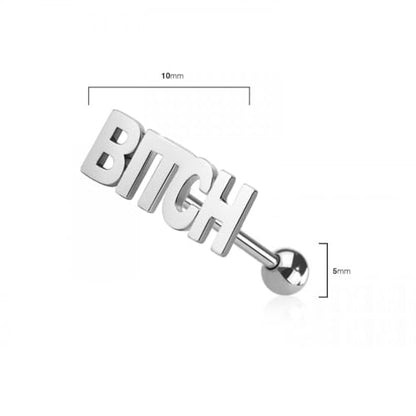 Pierced Owl 14GA 316L Stainless Steel Naughty Words Tongue Barbell - style: B*tch