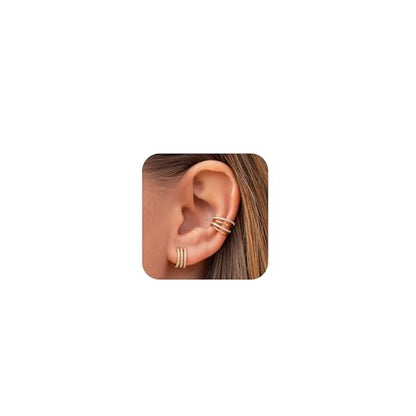Ear Cuffs Non Piercing Ear Cuff Earrings for Women Gifts Trendy Stuff Clip on Cartilage Earrings Stacks Fake Earrings Jewelry Gifts - color: W:star ear cuff gold