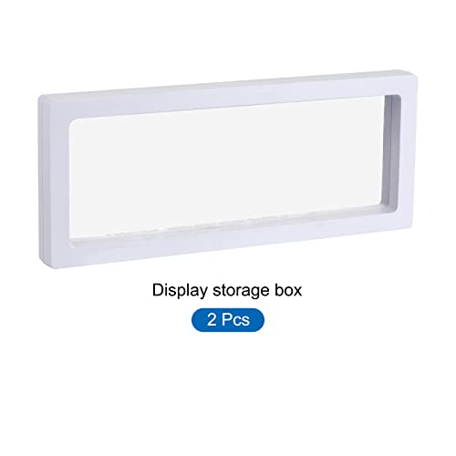 MECCANIXITY Floating Frame Display Holder Stand 3D Jewelry Display Box 9.06 x 3.54 x 0.79 inch White for Ring Necklace Bracelet Earring Pack of 2 - color: White, size: 9.06 x 3.54 x 0.79 inch