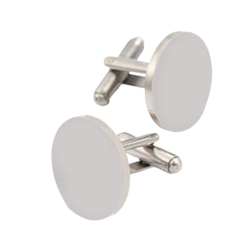 Classic Stainless Steel Cufflinks for Men, Round/Square/Oval Cuff Links,Groom Wedding Cufflinks Gift for Groomsmen, Father's Day - color: Silver Round, size: 20mm