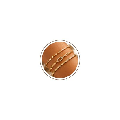 Turandoss Gold Bracelets for Women - Dainty 14K Gold Plated Tennis Bracelet | Stackable Cross Beaded Set, Twisted Rope Chain, Snake Paperclip Chain, Knot Cuff Bracelets for Women, Jewelry Gifts - color: Interlocking Rope Set