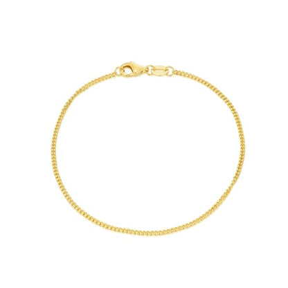 14K Yellow Gold 6-13 Inch 1.2mm-3.2mm Chain Bracelet Anklet for Women, Cuban Link Curb/Rope/Paper Clip/Round Snake/Herringbone/Bead/Water Wave, Thin Gold Chain Bracelet Durable Strong Real 14k Gold Chain Bracelet Anklet - color: 1.2mm Cuban Chain, size: 6