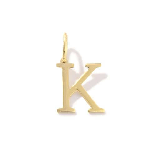 14K Solid Gold Initial Letter Charm Pendant for Women - Personalized Block Letter Add On Charm (A to Z All Letters) - color: K