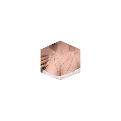 Gold Plated Body Chain for Women, Layered Bikini Waist Chain | Sexy Rhinestone Body Jewelry, Chest Belly Chain, Adjustable Fit, Crossover Design, Summer Beach Parties and Vacations - color: Gold5