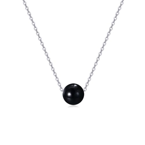925 Sterling Silver Black Pearl Necklace Choker Jewelry Birthday Gifts for Women - style: Black Onyx