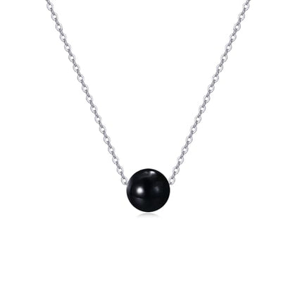 925 Sterling Silver Black Pearl Necklace Choker Jewelry Birthday Gifts for Women - style: Black Onyx