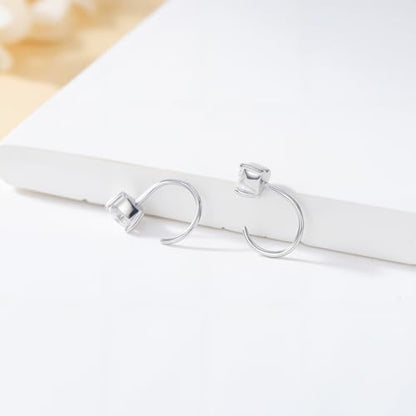 925 Sterling Silver Moissanite Huggie Half Hoop Earrings for Women - style: style 1