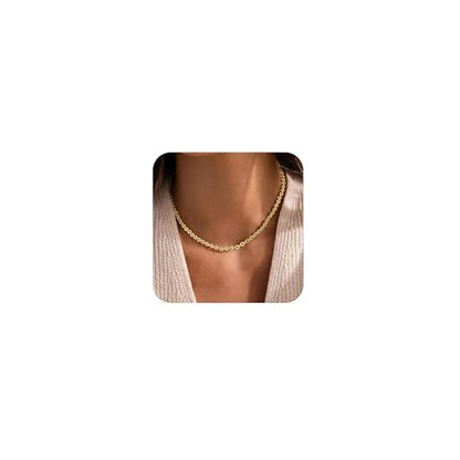 Gold Necklace For Women, Layered 14K Real Gold Plated Necklaces For Women,Dainty Gold Paperclip Chain Tear Circle CZ Pendant Necklace Stack,Trendy Gold Jewelry Set Gifts - style: Small Paperclip-Gold