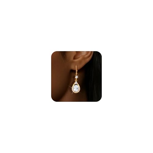 Silver Dangle Double Hoop Earrings For Women Paperclip Link Earring | Drop Small Silver Earrings Square Huggie Paperclip Dangly Hoop Silver Hoops Earrings Jewelry - color: Gold TearDrop