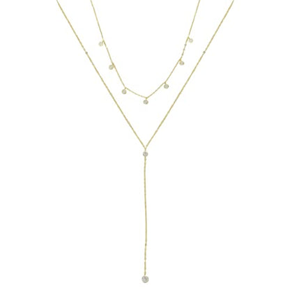 Ettika Lariat Necklace for Women. Gold Drop Necklace, Necklaces for Women. 18K Gold or Rhodium Plated Chain. Trendy Jewelry - color: N2076 Gold