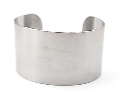 Silver Wide Grooved Cuff Bangle for Women Lady Stainless Steel Shiny Punk Bracelet - style: Bangle,Cuff,Simple