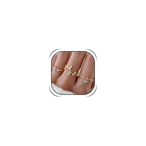 HUASAI Boho Stackable Rings Set for Women Dainty Moon Star Turquoise Mountain Eye Midi Knuckle Pinky Trendy Vintage Jewelry Gifts - color: B1 4Pcs