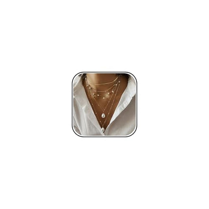 HUASAI Boho Necklaces for Women Dainty Layered Choker Necklace Bohemian Turquoise Necklace Statement Jewelry Western Cowgirl Country Concert Outfits Accessories - color: Z Pearl