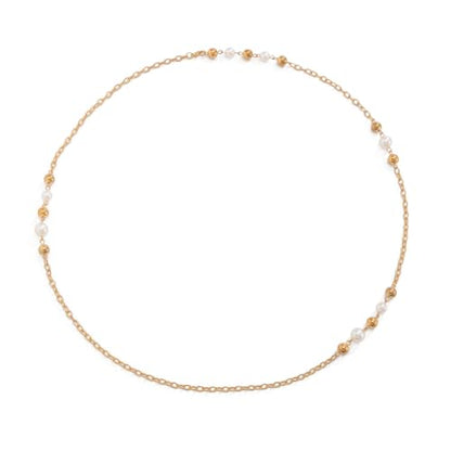 Long Pearl Necklaces for Women Pearl Long Chain Necklace Gold Chain Dainty Delicate Station Necklace Jewelry for Dress Party - color: Gold