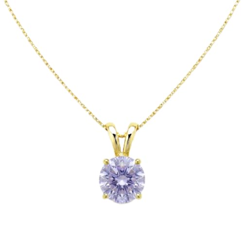 Mariell Cubic Zirconia Crystal Pendant Necklace for Women, 2 Carat 8mm CZ, for Brides, Wedding, Mother's Day Jewelry Gift - color: Gold-Purple Cubic Zirconia