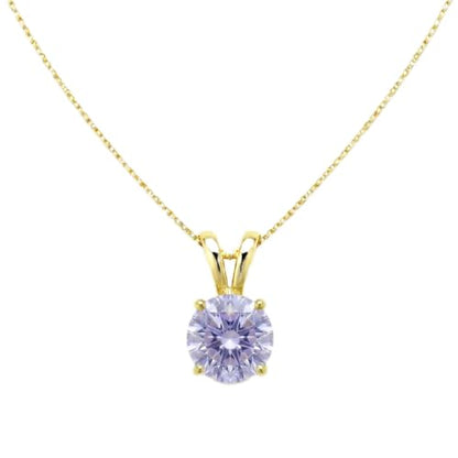 Mariell Cubic Zirconia Crystal Pendant Necklace for Women, 2 Carat 8mm CZ, for Brides, Wedding, Mother's Day Jewelry Gift - color: Gold-Purple Cubic Zirconia