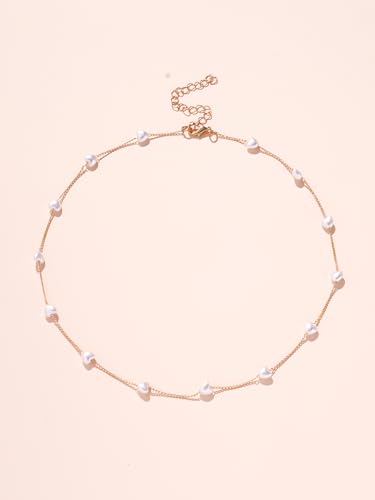 Heart-Shaped Pearl Necklace Exquisite Small 14K Gold Plated Chain Precious Jewelry Lobster Clasp Adjustable Extender - style: 14K Gold+Heart-Shaped Pearl