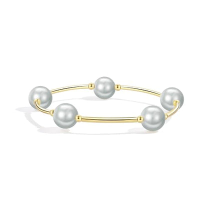 Elegance 11 designs 10mm Crystal White Pearl Blessing Bracelet - style: style-grey