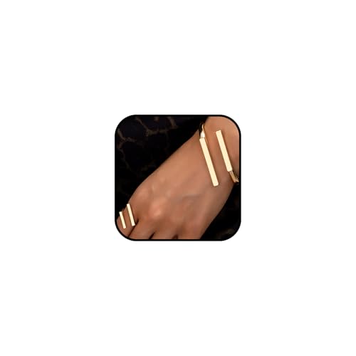 Chunky Gold Bracelet and Ring Jewelry Set,Thick Bracelets Stack Statement Rings Set Non Tarnish Chunky Bangles Jewelry Gits for Women - color: Gold