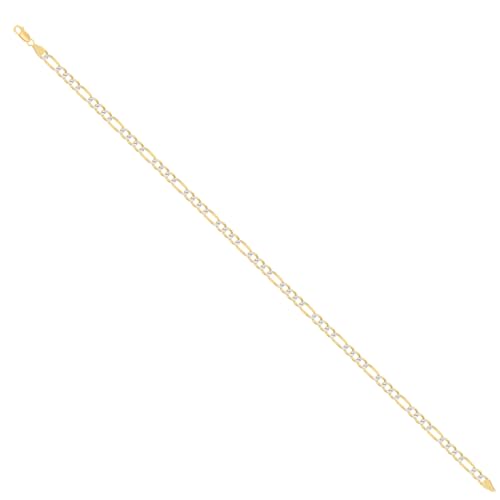 JewelryWeb 925 Sterling Silver Pave Super Flat Figaro Chain Two Tone 2.6mm Anklet Anklet for Women and Men - size: 8 inches