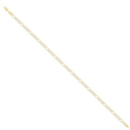 JewelryWeb 925 Sterling Silver Pave Super Flat Figaro Chain Two Tone 2.6mm Anklet Anklet for Women and Men - size: 8 inches