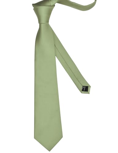 GUSLESON Classic New 3.15"（8cm） Men's Solid Color Necktie Wedding Business Tie + Gift Box - color: Dark Sage Green