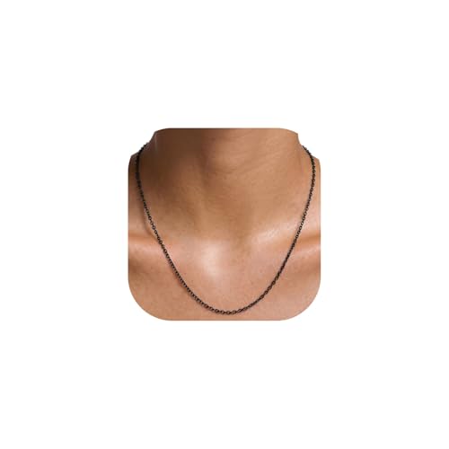 KeyStyle Stainless Steel Cable Chain Necklace for Women, Chain for Pendants | 14K Gold/Rose Gold/Black/Silver Plated-1.4/2.5mm Thin Chain with 2" Extension-14 16 18 20 22 24 26 28 30" Waterproof Jewelry - color: 2.5mm Black, size: 22 Inch