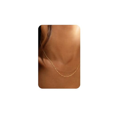 14K Gold Plated Chain Necklace for Women Trendy - 925 Sterling Silver Clasp | Waterproof Dainty Choker Necklace, 14/16/18/20 inch Thin Simple Box Figaro Chain Herringbone Necklace Jewelry for Women Men - color: Figaro