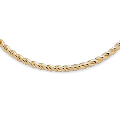 Bling Jewelry Tradtional Cable Twist Braid Rope Choker Collar Necklace For Women Teens Polished 14K Yellow Gold Plated