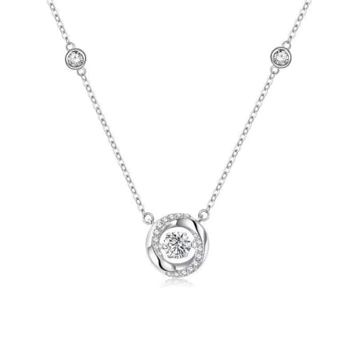 925 Sterling Silver Necklace for Women Trendy, Charming Layered Necklace with Cubic Zirconia Pendant for Her Womens Dainty Diamond Choker Necklaces Holiday Jewelry Gifts for Mom Wife Daughter Lover - color: Silver