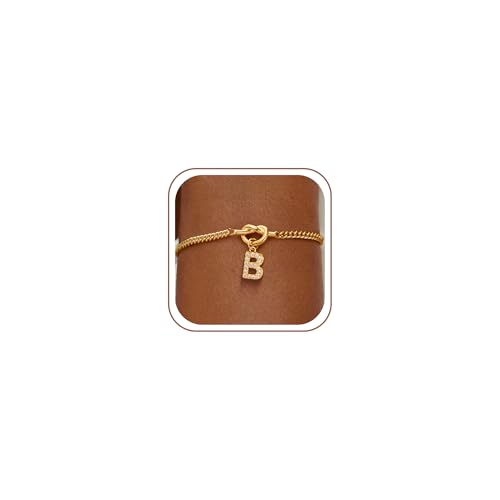 Gold Initial Bracelets for Women Jewelry Gifts - Dainty 14K Gold Plated Zircon Letter Knot Bracelet 26 Alphabet Monogram Initial Bracelets Birthday Gifts for Women - color: B