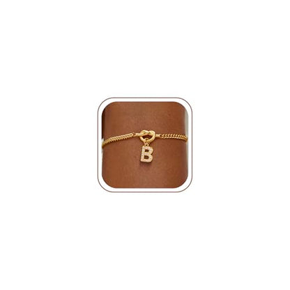 Gold Initial Bracelets for Women Jewelry Gifts - Dainty 14K Gold Plated Zircon Letter Knot Bracelet 26 Alphabet Monogram Initial Bracelets Birthday Gifts for Women - color: B