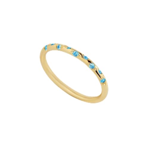Mint & Lily Constellation Birthstone Ring | 18K Gold Plated Stainless Steel w/ Cubic Zirconia, Zodiac Star Ring, Tarnish-Resistant, Birthday Jewelry Gift for Her - color: December Blue Topaz, size: 8