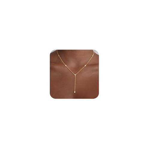 VIROMY Gold Long Y Necklaces for Women Trendy - Dainty Lariat Chain Drop Pendant Necklace for Women Gold Statement Jewelry - color: Y Necklace 05