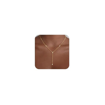 VIROMY Gold Long Y Necklaces for Women Trendy - Dainty Lariat Chain Drop Pendant Necklace for Women Gold Statement Jewelry - color: Y Necklace 05