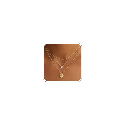 Layered Necklaces for Women - Dainty Necklace Stack 14K Gold Plated Layering Pendant Necklace Set Simple Gold Necklaces for Women Trendy Jewelry Gifts for Women - color: Gold-Set3