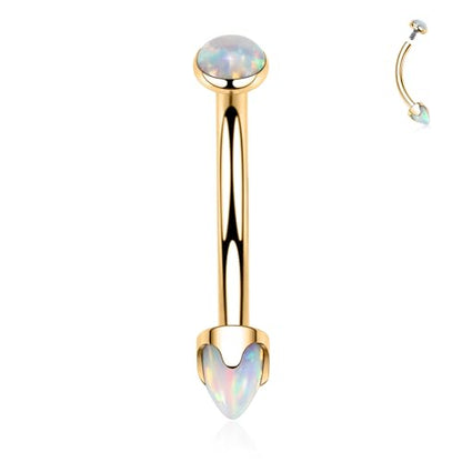 GAGABODY Titanium Eyebrow Jewelry - Curved Barbell & Labret Stud, 16g - Belly Button Ring & Cartilage Earring - Opal Bridge Jewelry - color: 1Pc-Arrow Shape Gold+White Opal